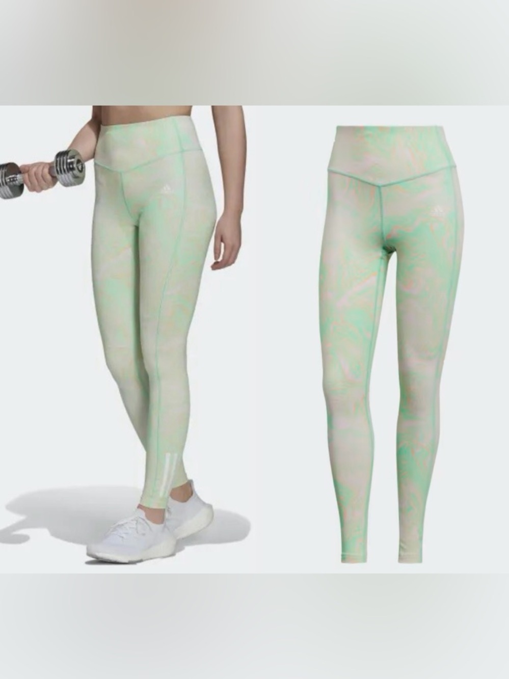 Adidas Light Mint Marble High-Waist Leggings - Picture 8 of 14